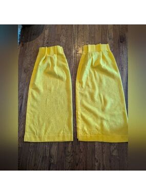 Vintage MCM 60s Pinch Pleat Drapes Curtains Pair 45” Lx 42”W Lemon Yellow